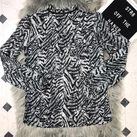 Kardashian Kollection button down blouse size XS Sheer black and white Top zebra - Picture 2 of 4